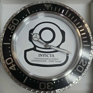 Invicta Quartz 14" Wall Clock 39776 Commemorative Edition-300M Tested. Mint New.